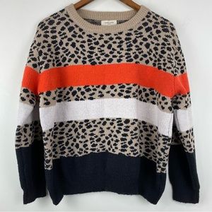 Sweet Lovely by Jen size 1XL/2XL Women’s Black Tan Orange Animal Print Sweater